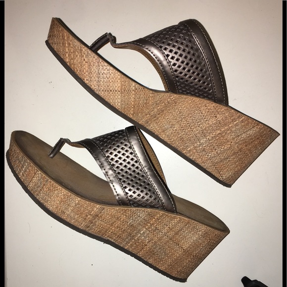 pewter wedge sandals